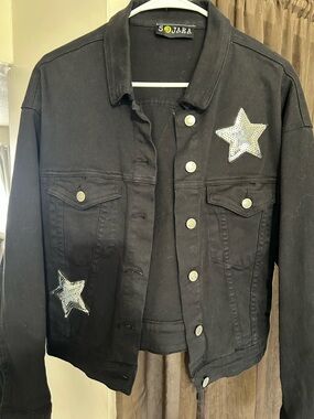 Sojara Black Star-Embellished Denim Jacket